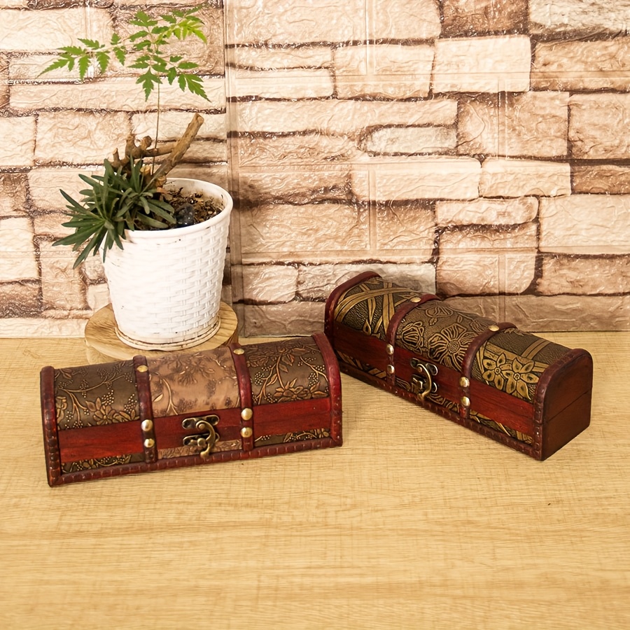 Vintage Style Wooden Jewellery Box, Plant Pattern Storage